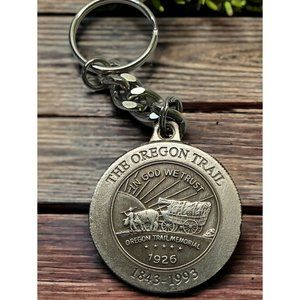 Vintage Oregon Trail Keychain Official Medallion Travel Souvenir Half Dollar